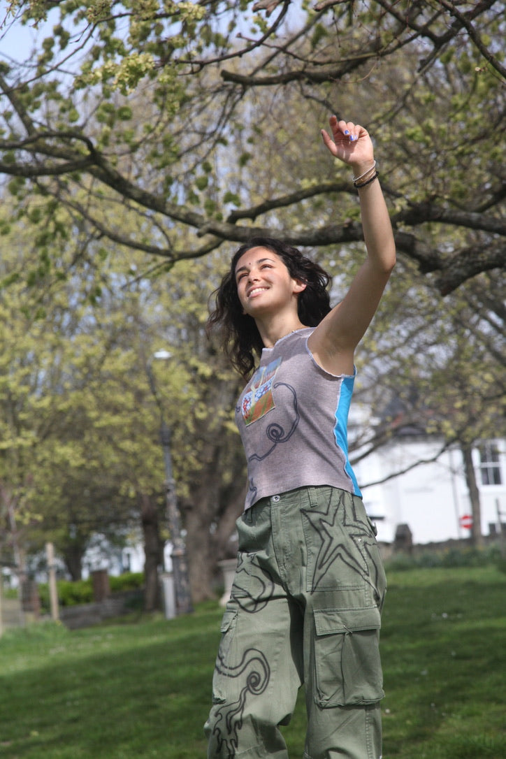 Handmade Unisex Vest Top – Recycled Materials butterfly design