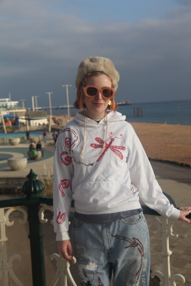 Upcycled White Hoodie Airbrush Designs