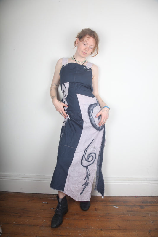 Maxi Asymmetrical Patchwork Airbrush Dress