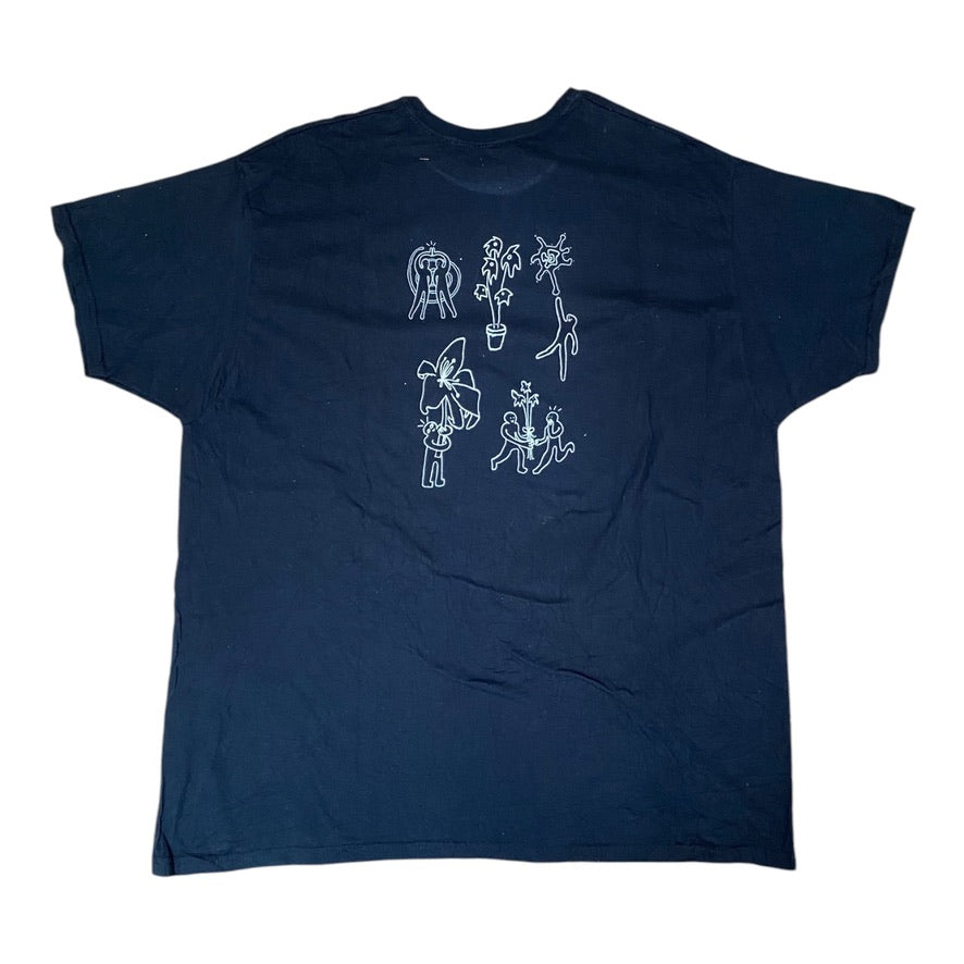 Black Upcycled Pre-Loved T-Shirt – Blue Screen-print designs 1of1 (XL)