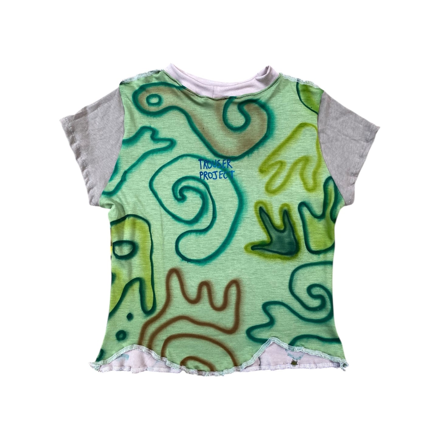 Summer baby T - freehand airbrush designs and deadstock fabric 1of1 (XS)