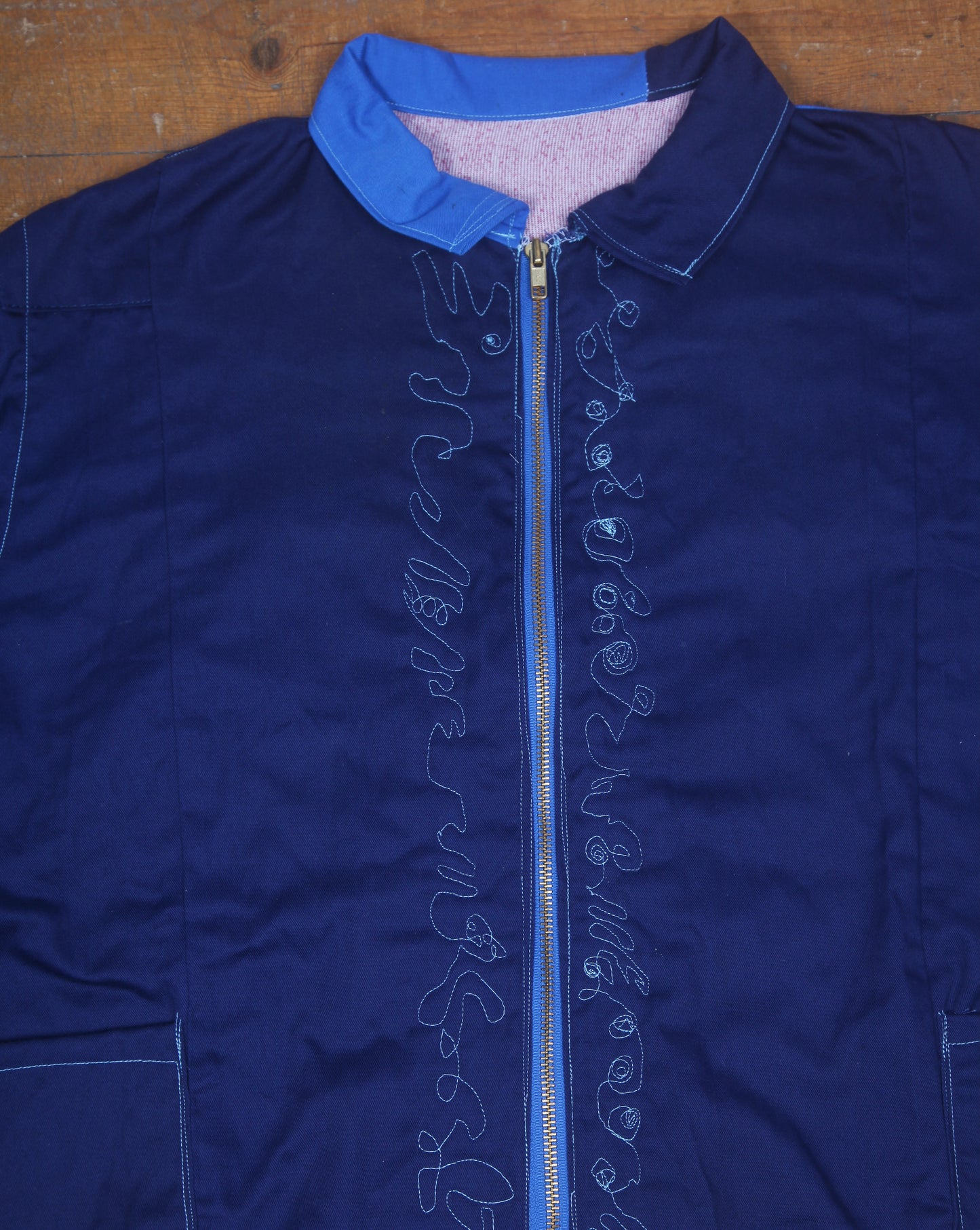 Handmade Boxy Zip Up Jacket Unisex Reworked Boiler Suits (M)