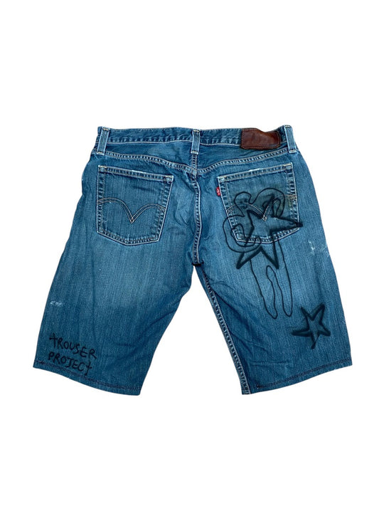 Upcycled Vintage Levi’s Denim Jorts – Reworked & Airbrushed (W33")