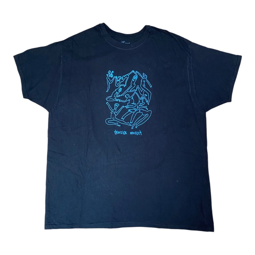 Black Upcycled Pre-Loved T-Shirt – Blue Screen-print designs 1of1 (XL)