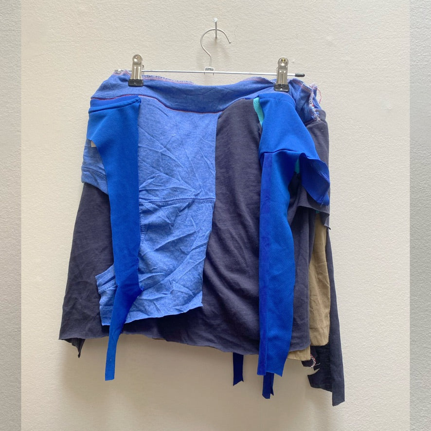 Sustainable Blue Skort – Handmade from Fabric Scraps (L)