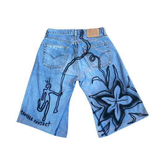 Reworked Levi’s denim shorts with freehand airbrush 1of1 (W31)