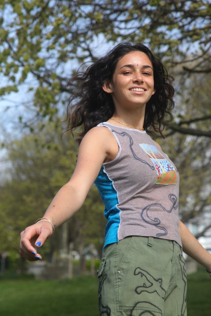 Handmade Unisex Vest Top – Recycled Materials butterfly design