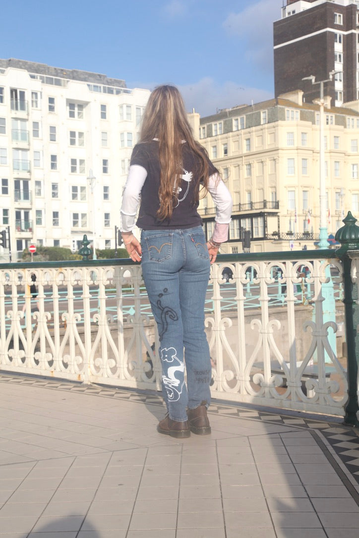 Vintage Hand Printed Levi's Jeans (W28)