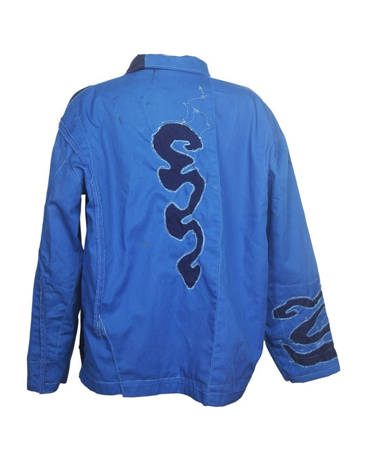 Handmade Boxy Zip Up Jacket Unisex Reworked Boiler Suits (M)