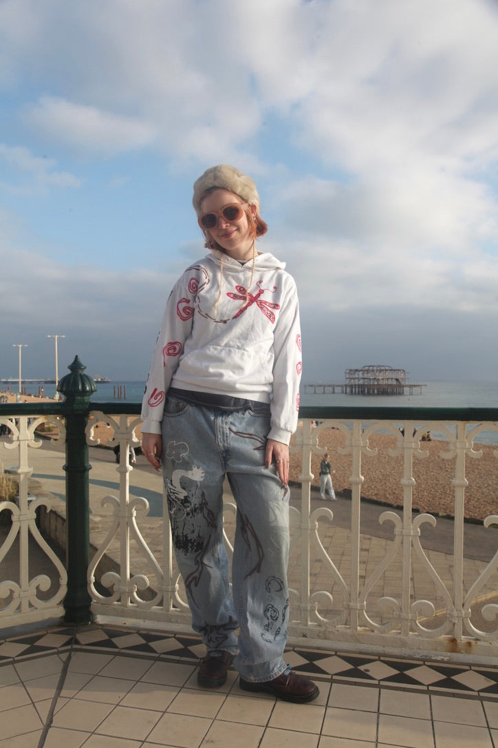 Upcycled White Hoodie Airbrush Designs