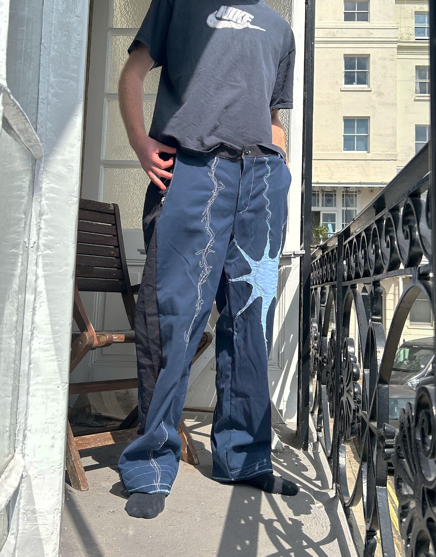 Embroidered baggy cargo trousers 1of1