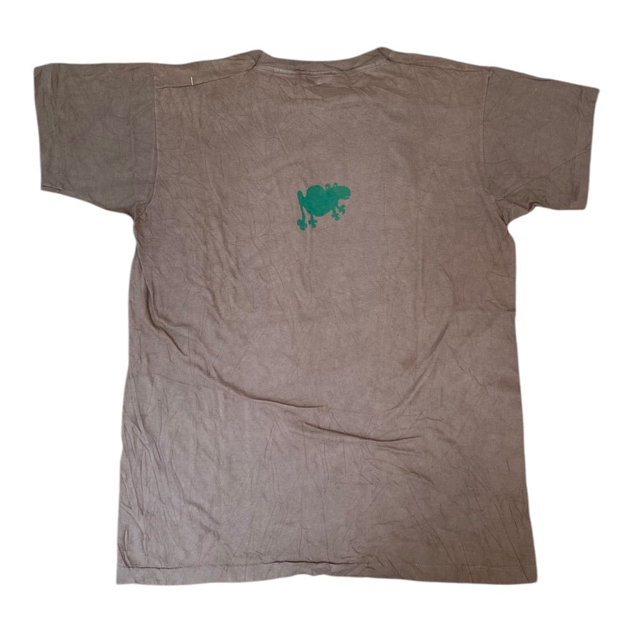Brown Upcycled Pre-Loved T-Shirt – Cute Frog 1of1 (L)