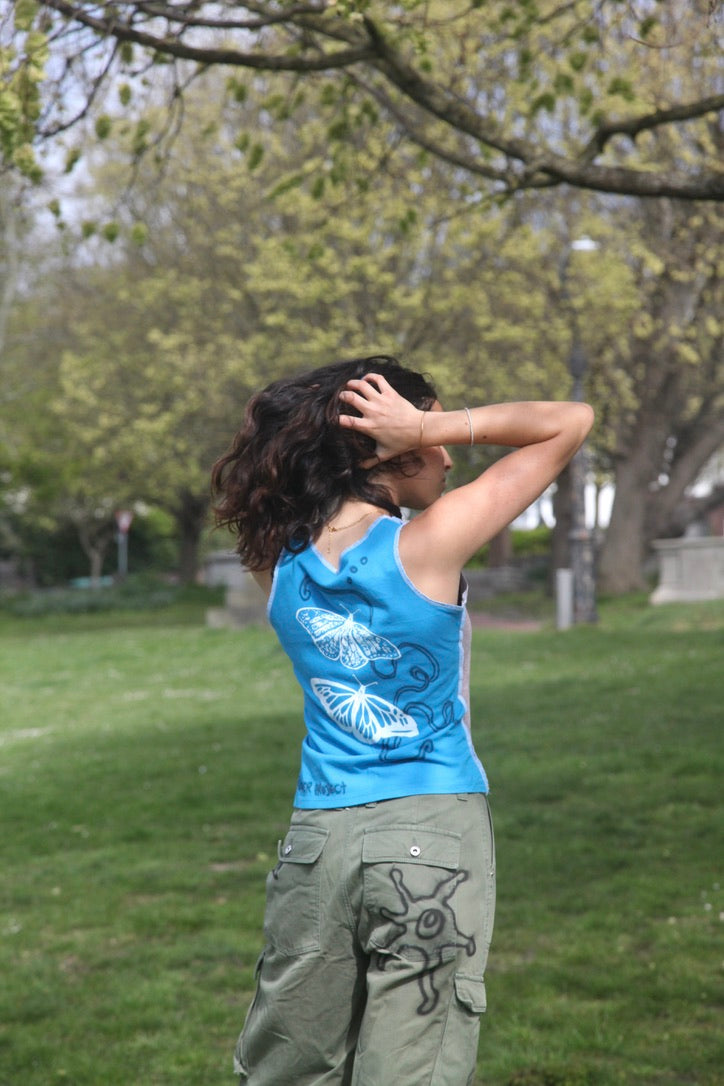 Handmade Unisex Vest Top – Recycled Materials butterfly design