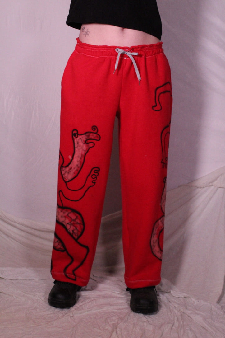 Red Trackies – Deadstock Knit Fleece, 1 of 1 Airbrush Design