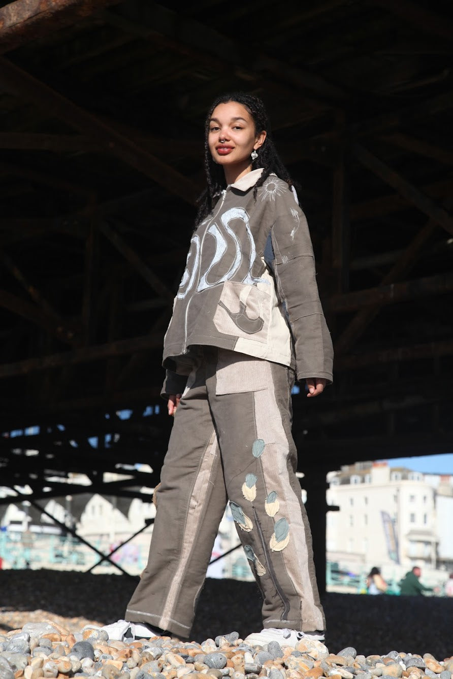 Handmade Moleskin Cotton Appliqué Trousers
