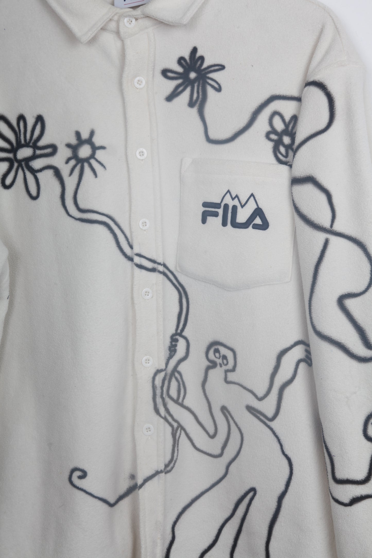 Cream Button Up Fila Upcycled Fleece