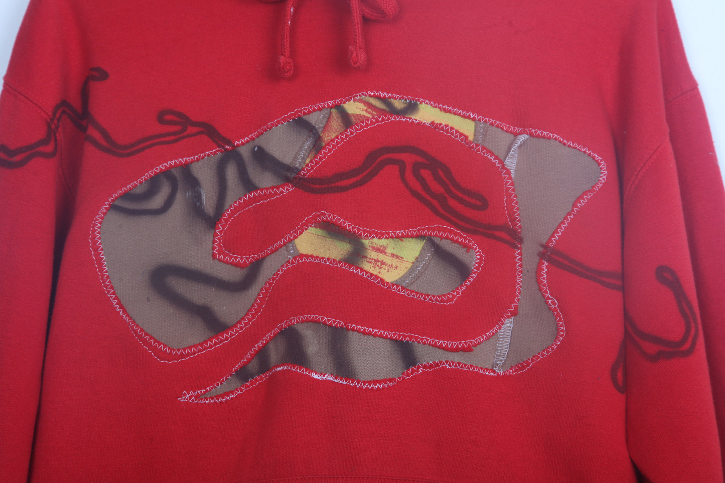 Upcycled Red Hoodie Airbrush Designs