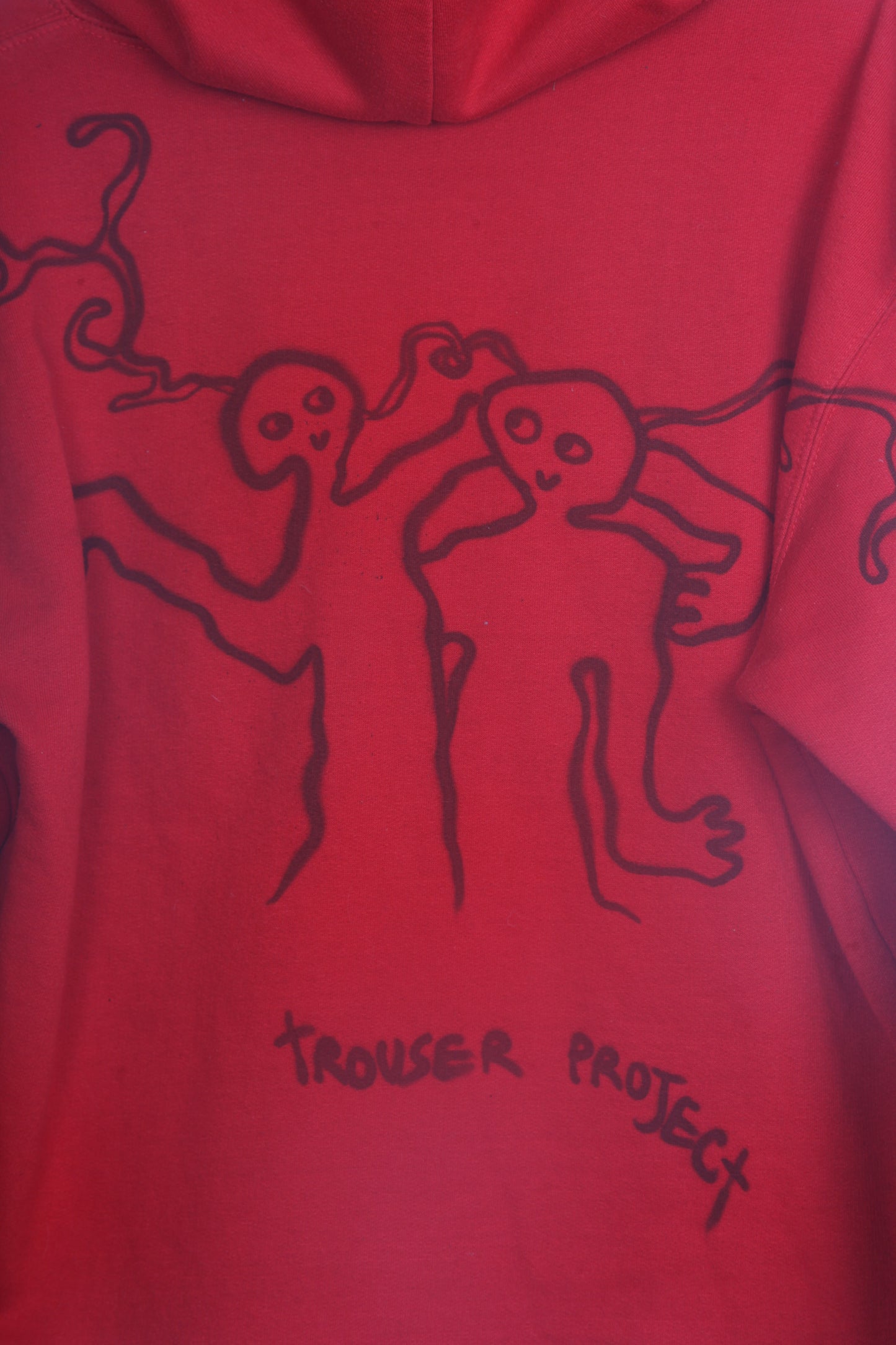 Upcycled Red Hoodie Airbrush Designs