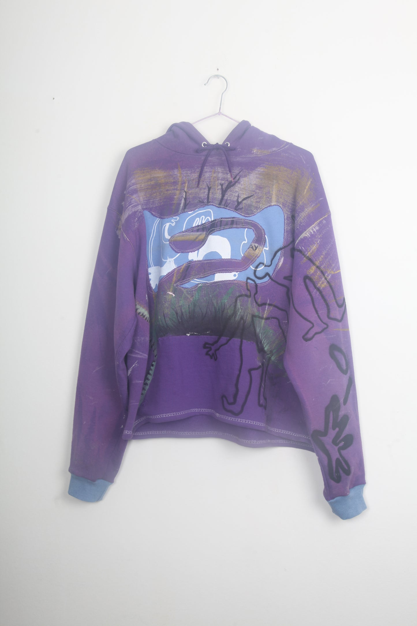 Upcycled Champion Purple Hoodie Printed Designs
