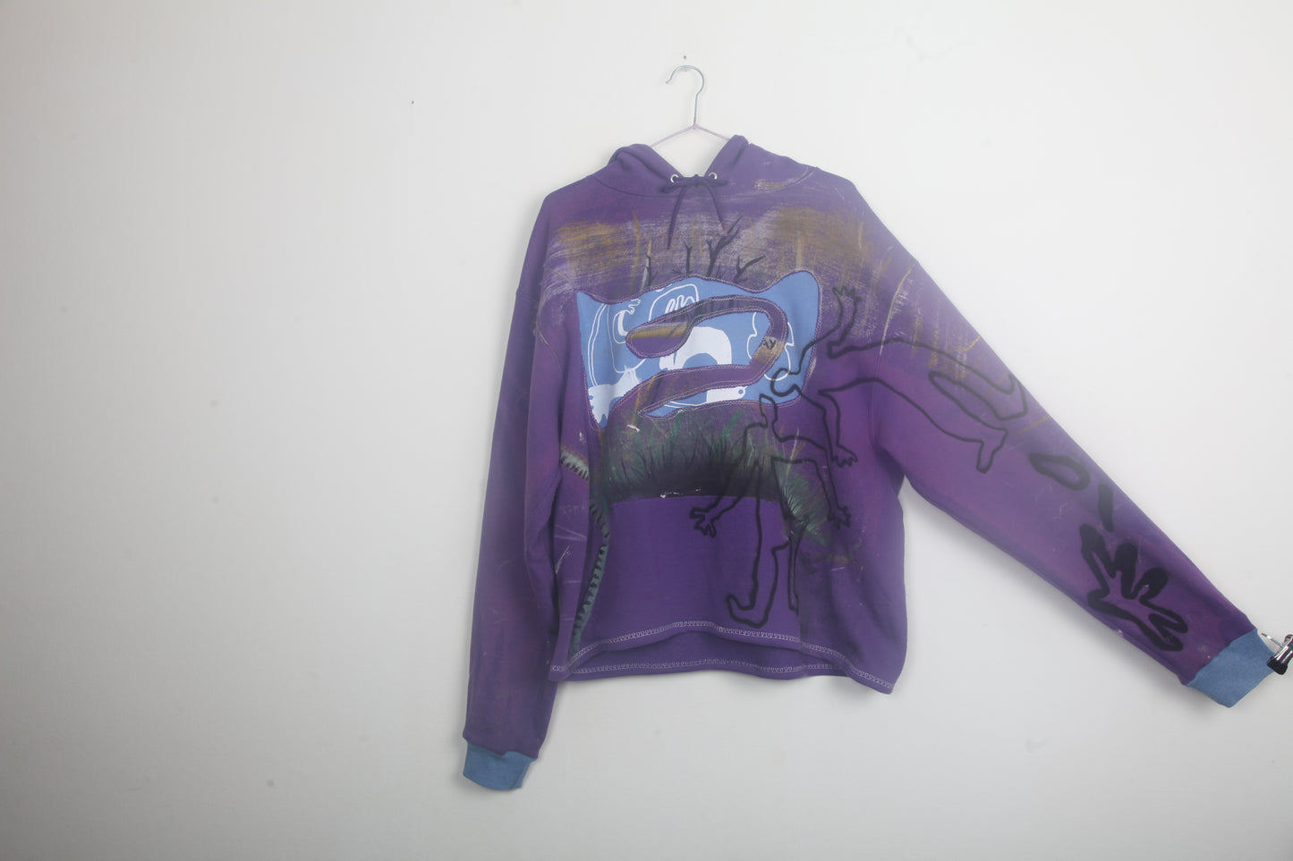 Upcycled Champion Purple Hoodie Printed Designs