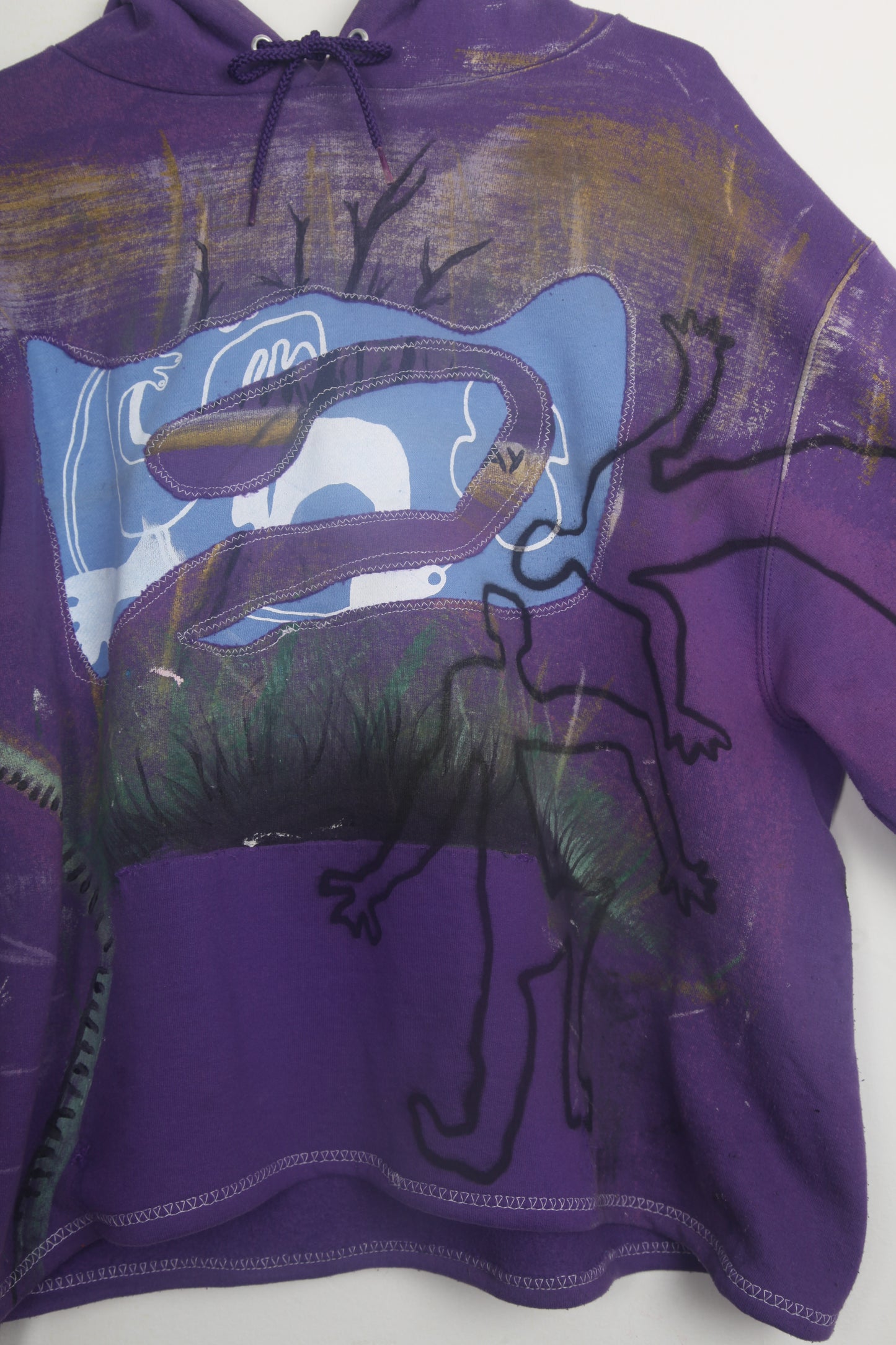 Upcycled Champion Purple Hoodie Printed Designs