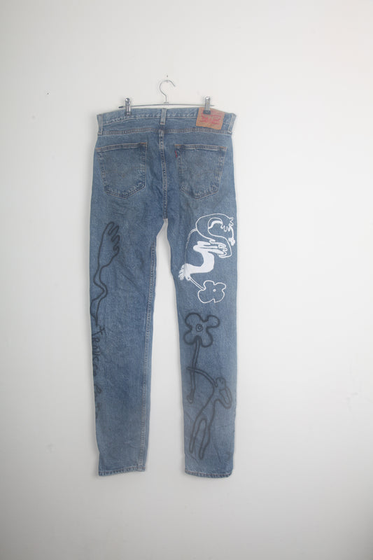 Vintage Hand Printed Levi's Jeans (W32)