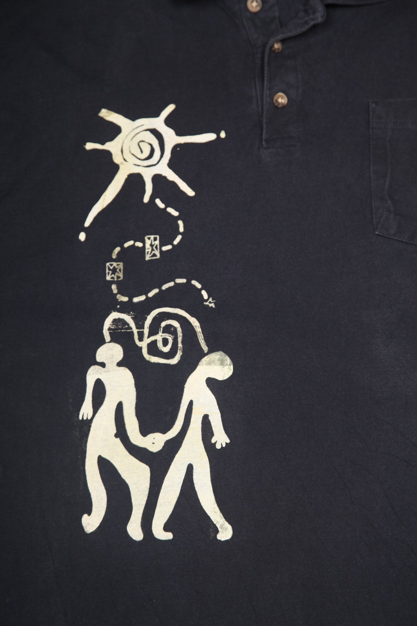 Upcycled Illustrated Screenprint Polo Shirt (3XL)