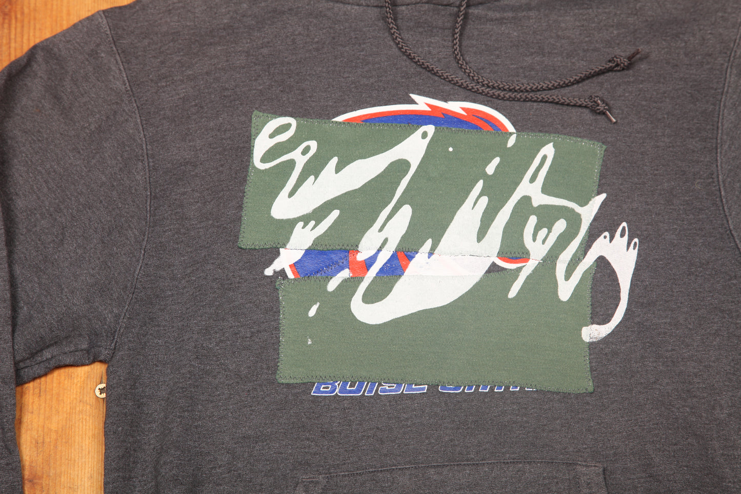 Upcycled Champion Screenprint Grey Hoodie (S)