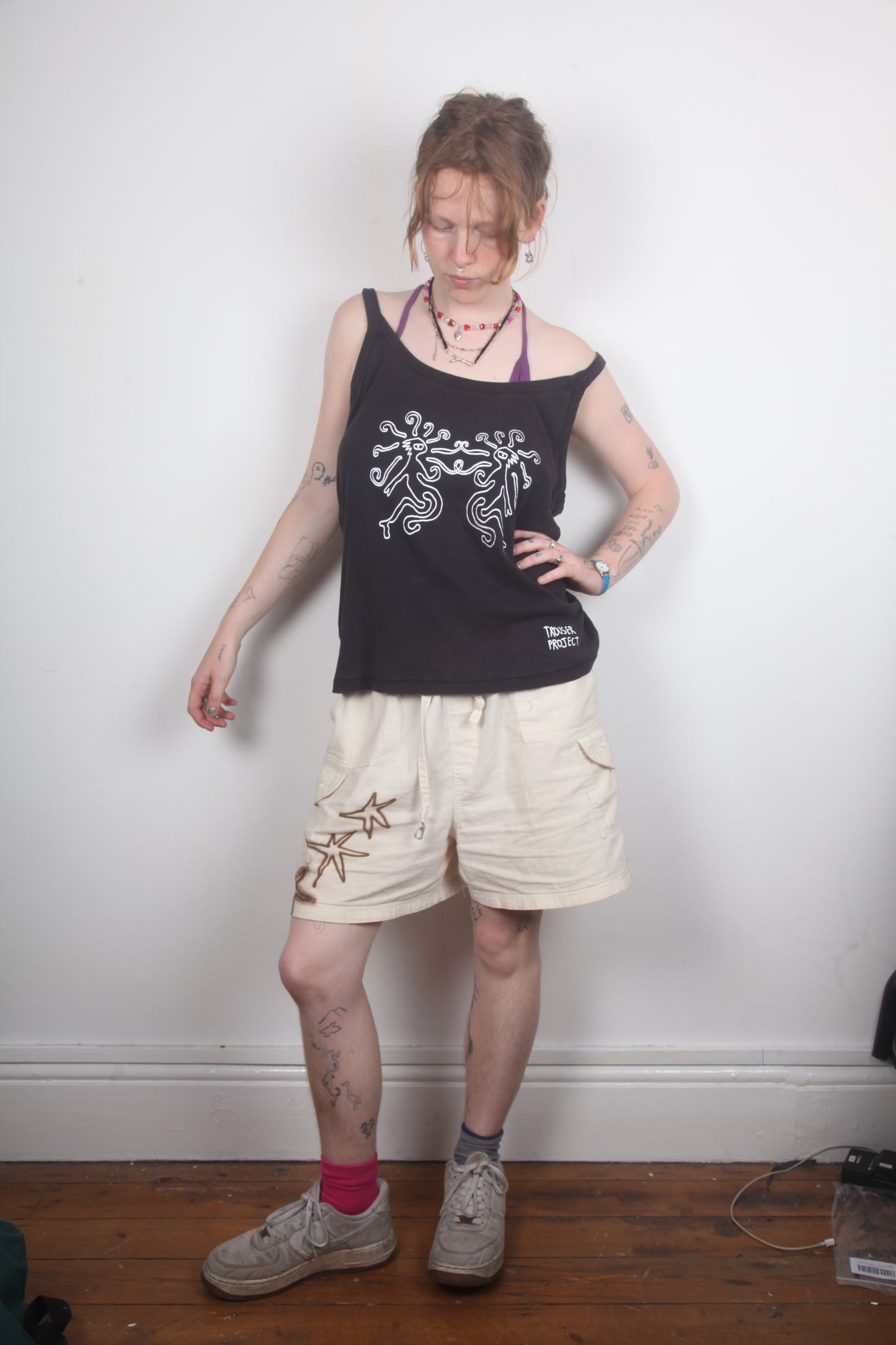 Black Strappy Upcycled Vest UK20