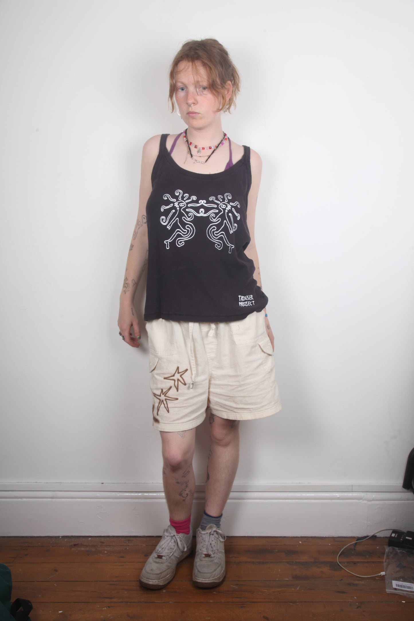 Black Strappy Upcycled Vest UK20