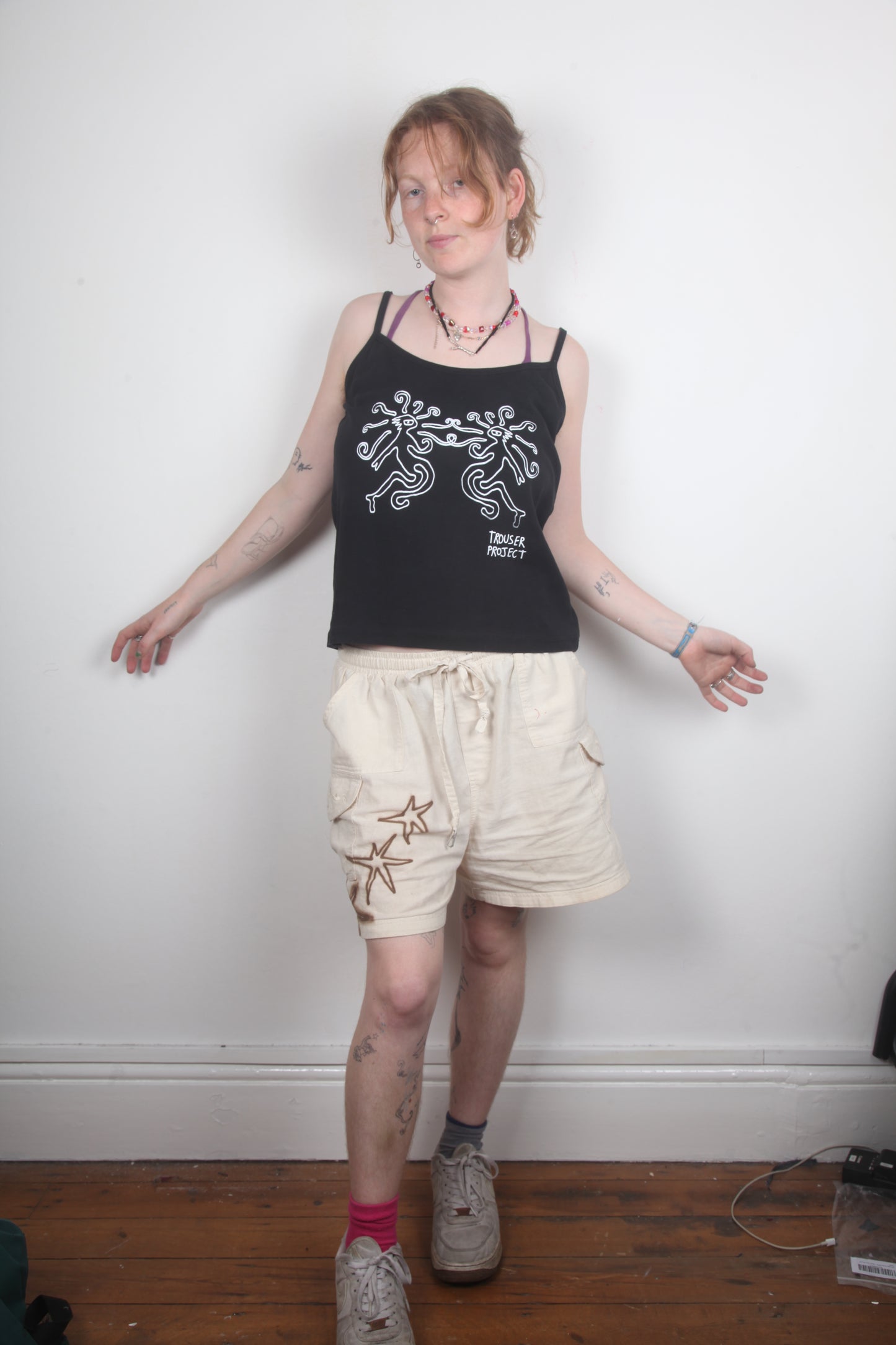Black Strappy Upcycled Vest UK18