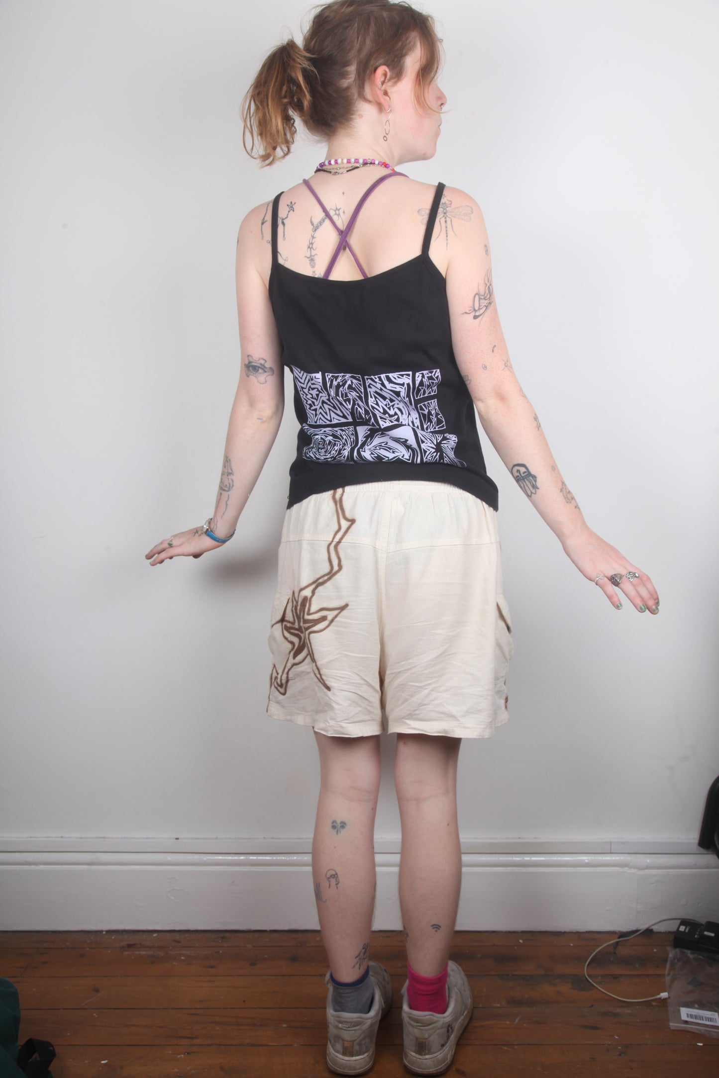 Black Strappy Upcycled Vest UK18