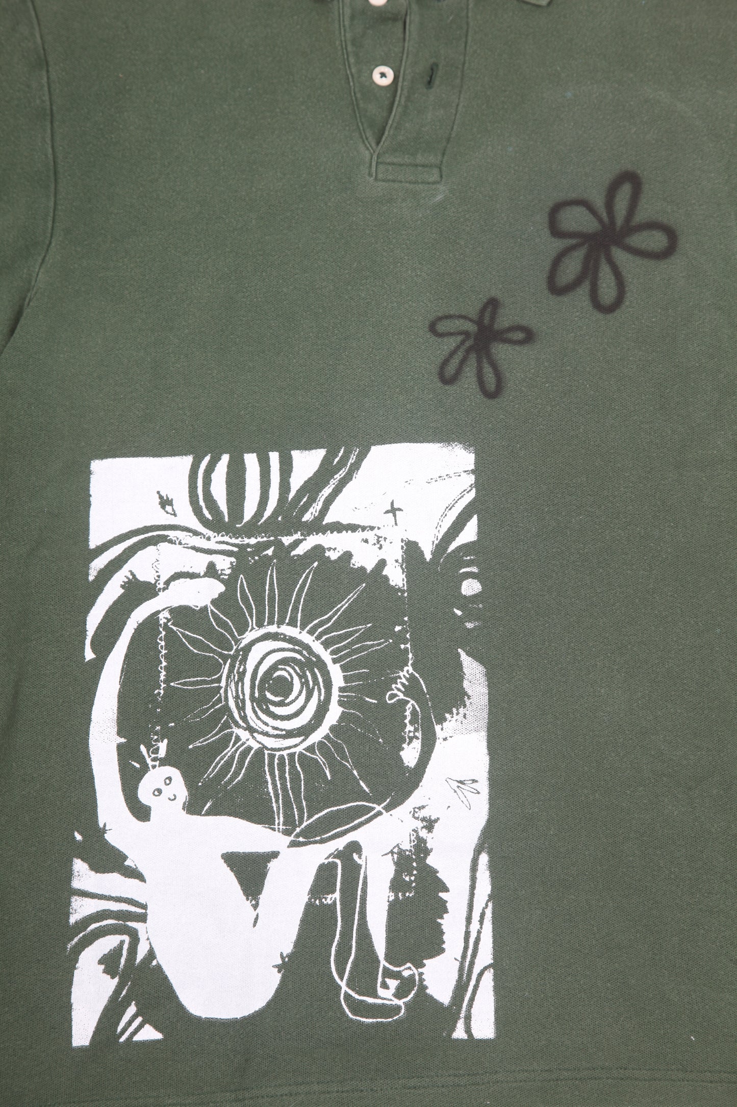 Screenprint Upcycled Green Polo T-Shirt