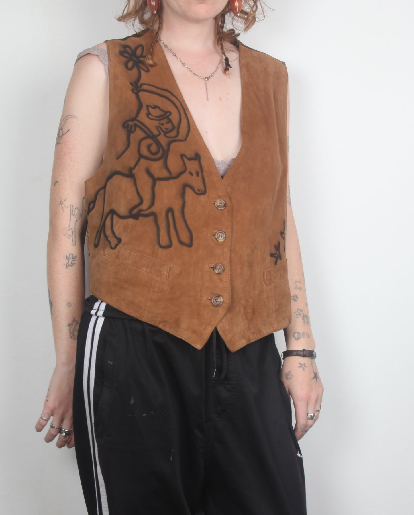 Upcycled Suede Vest (L)