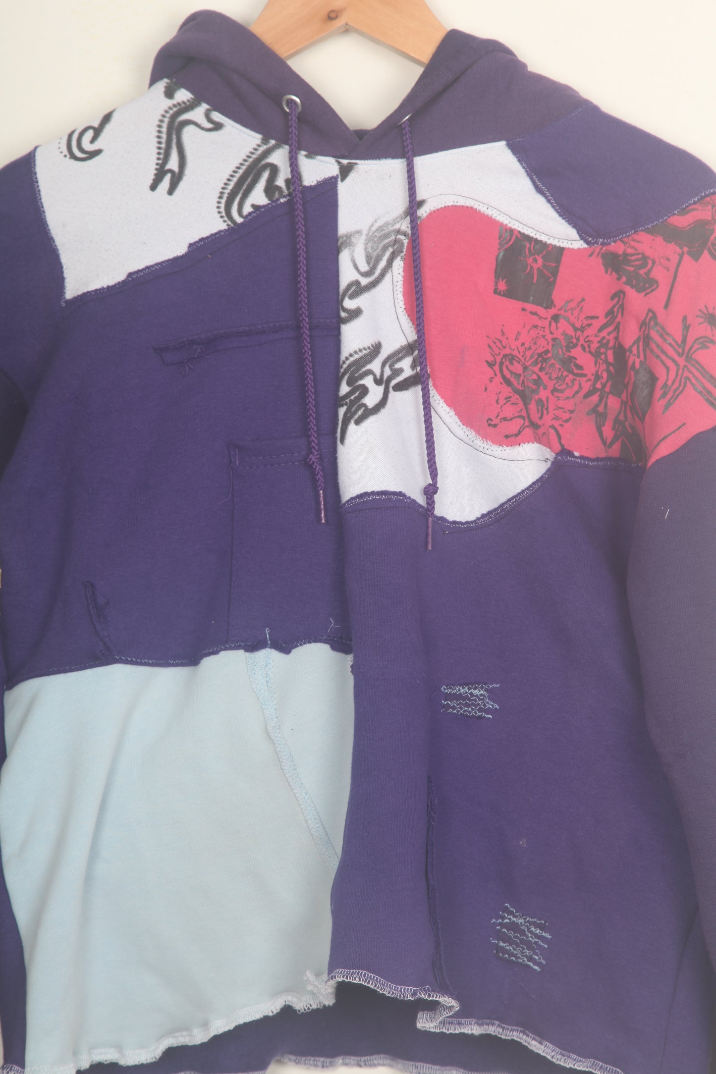 Patchwork Funky Purple Hoodie (M)