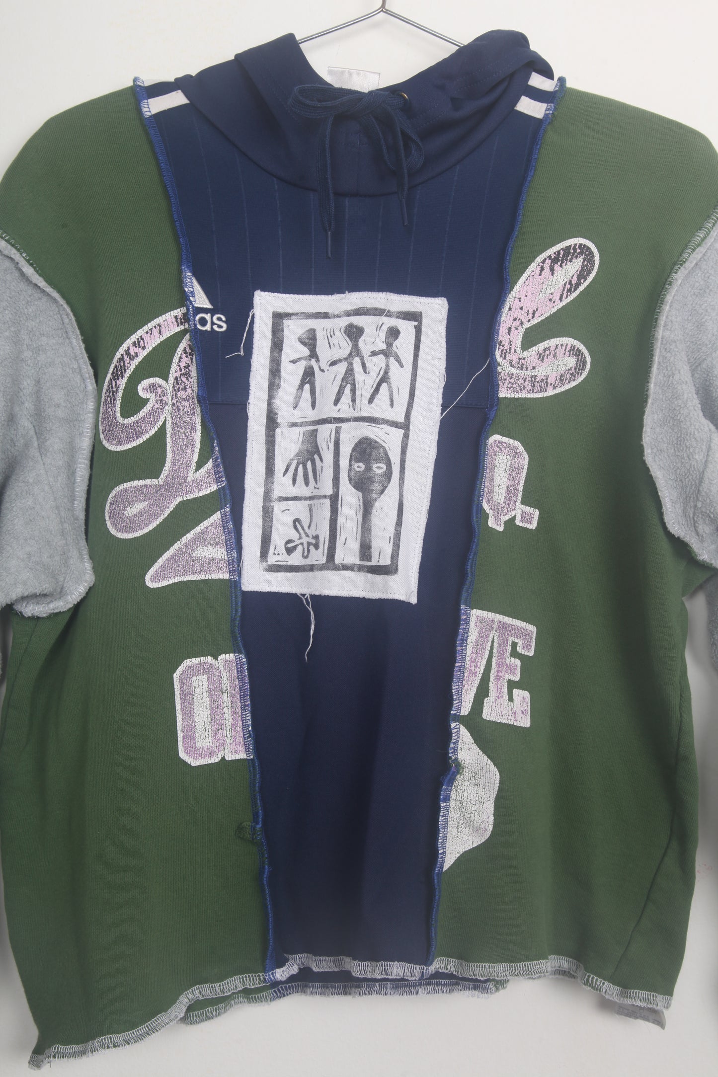 Patchwork Slow Fashion Cropped Hoodie (S)