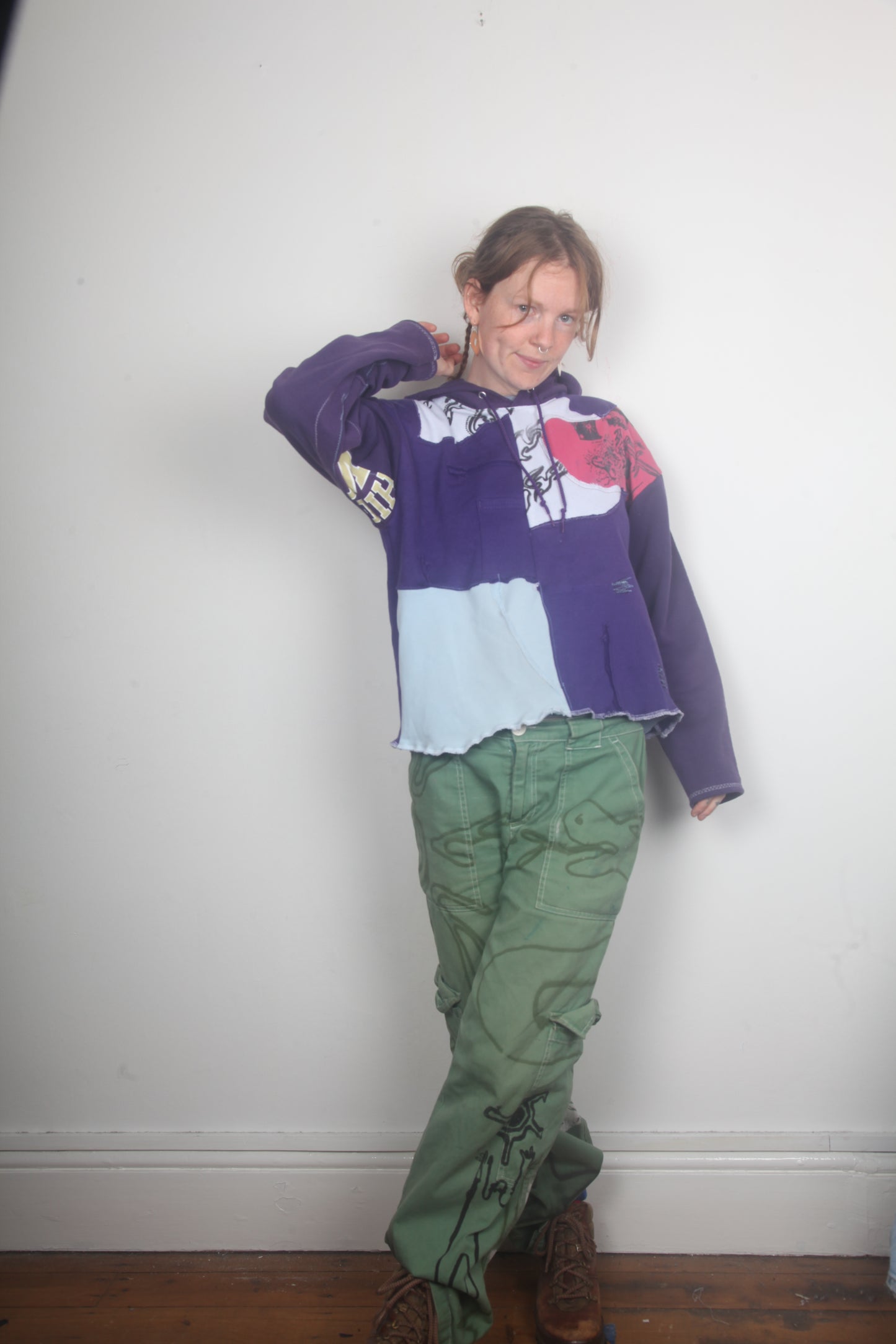 Patchwork Funky Purple Hoodie (M)