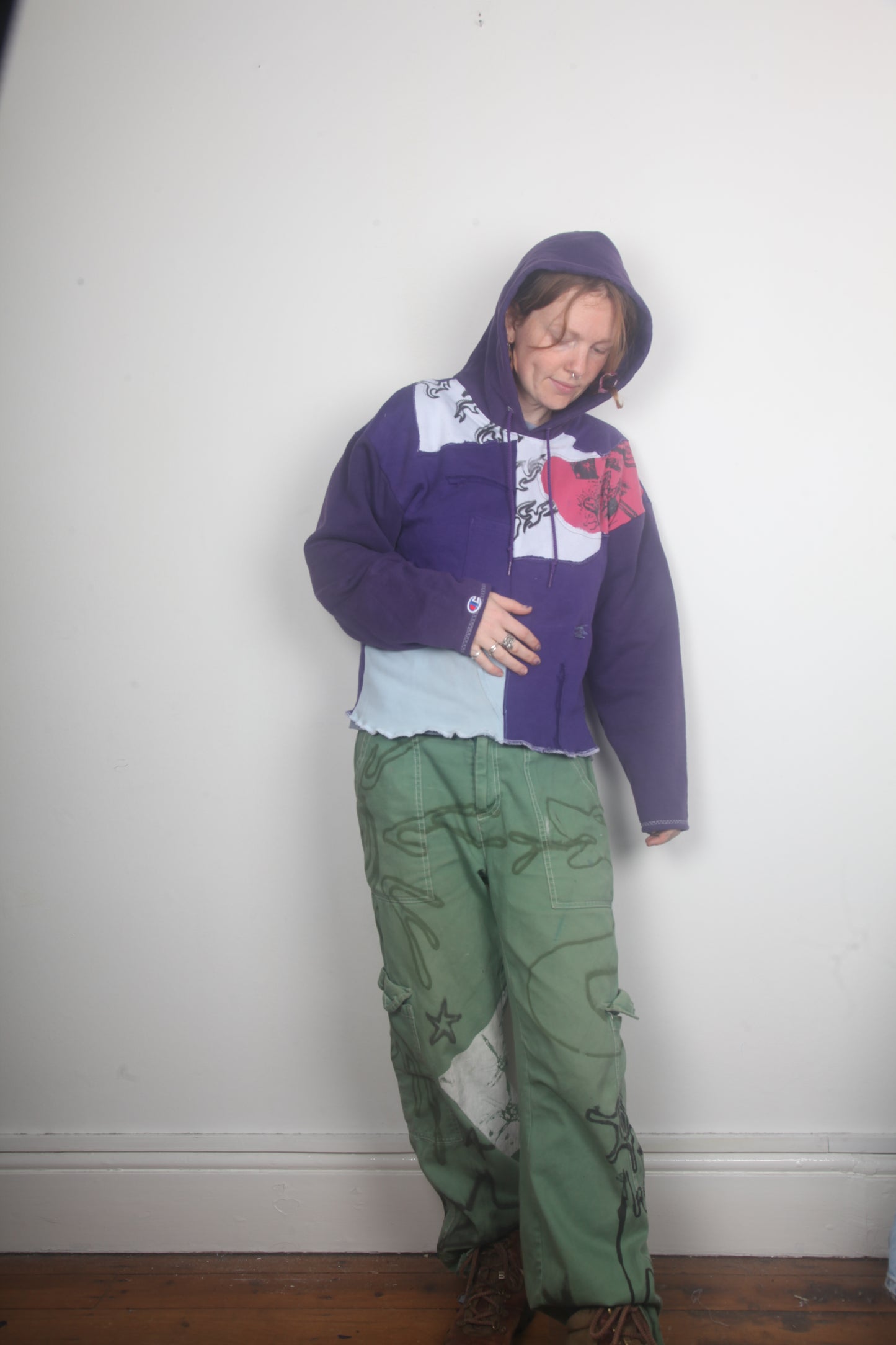 Patchwork Funky Purple Hoodie (M)