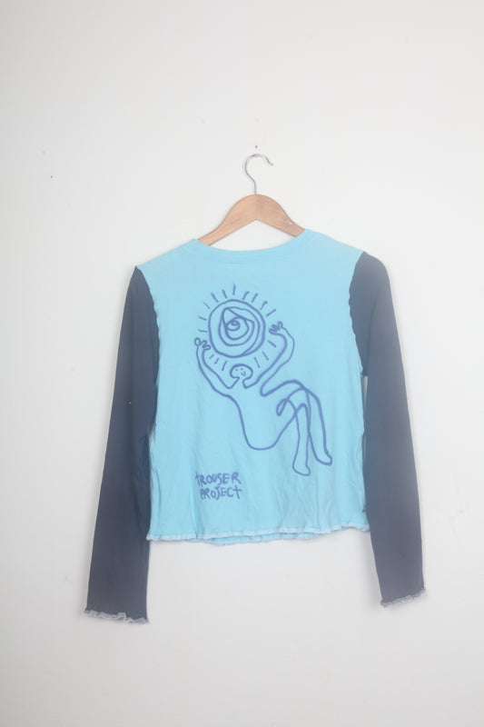 Cut & Sew Long Sleeve Top Graphic Prints (UK10)