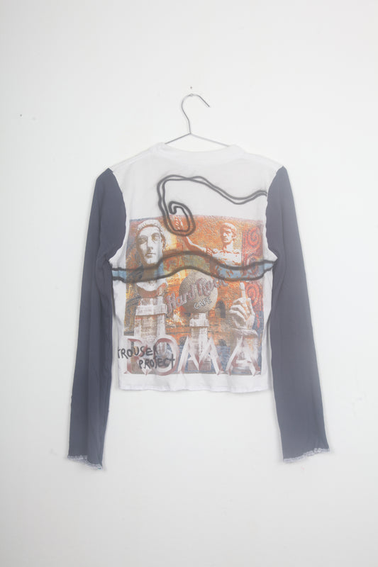 Cut & Sew Long Sleeve Top Graphic Prints (UK8)