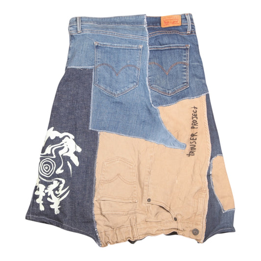 Patchwork Denim midi skirt (UK8/10)