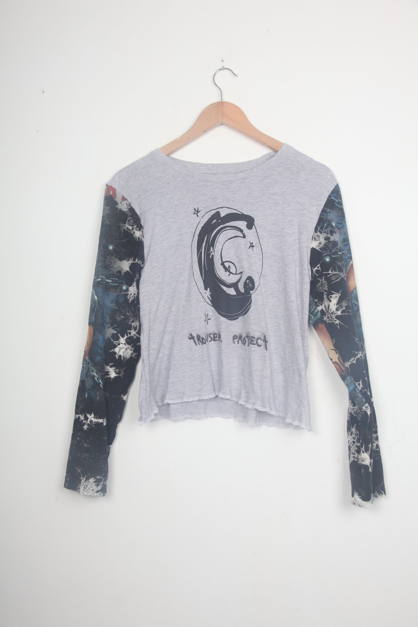 Cut & Sew Long Sleeve Top Graphic Prints (UK12)