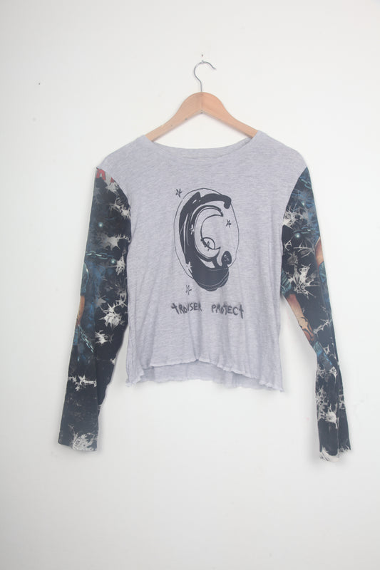 Cut & Sew Long Sleeve Top Graphic Prints (UK12)