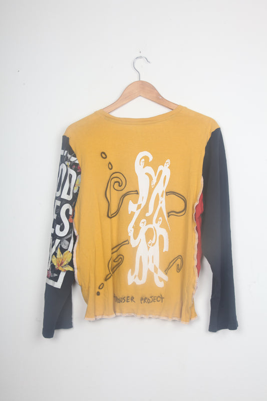Cut & Sew Long Sleeve Top Graphic Prints (UK16)