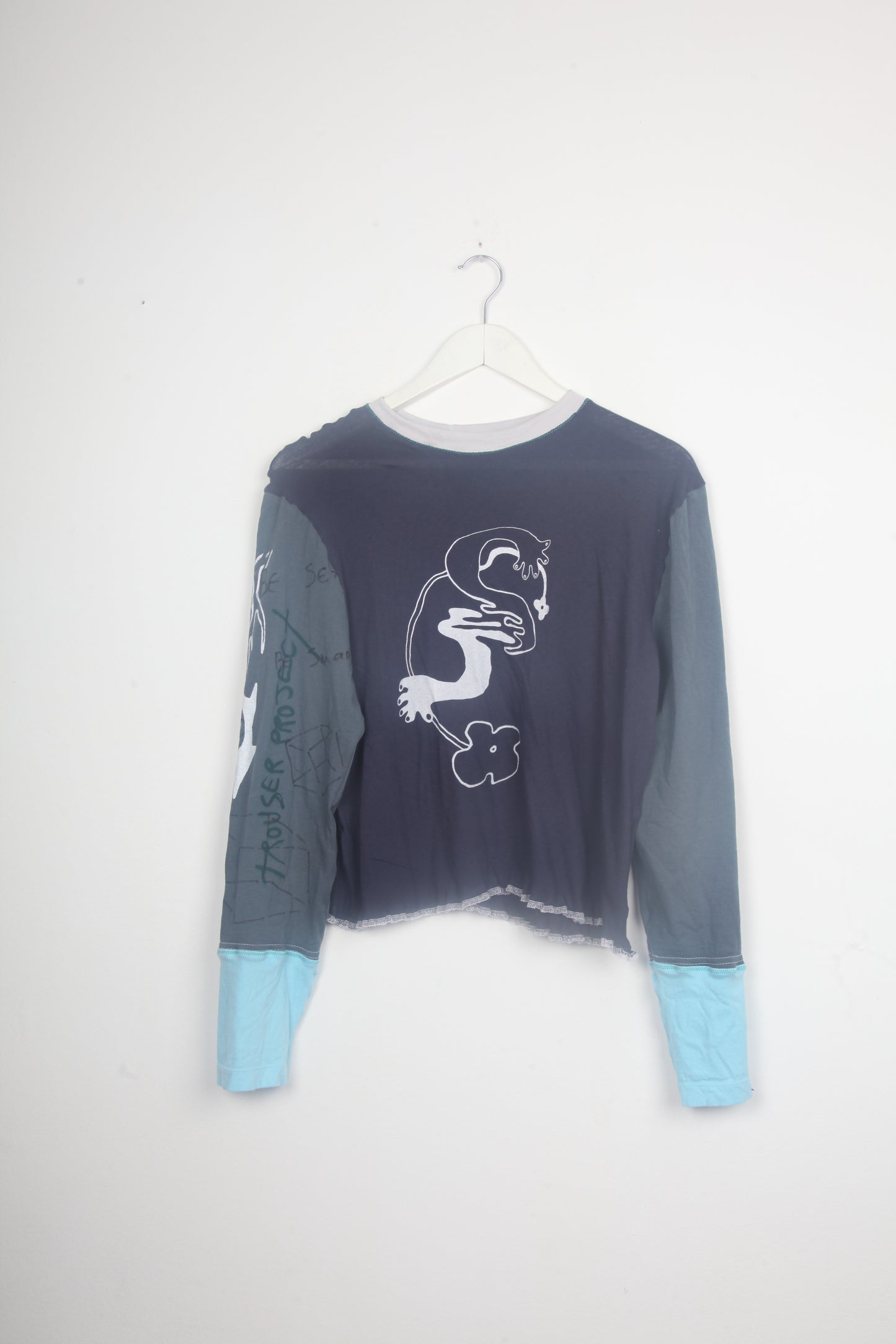 Cut & Sew Long Sleeve Top Graphic Prints (UK14)