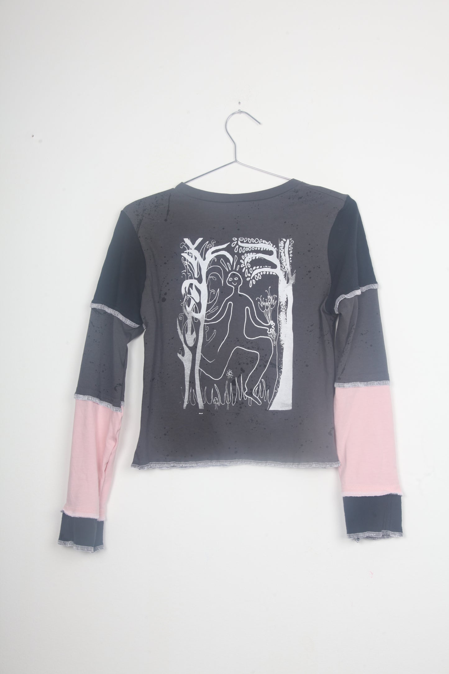 Cut & Sew Long Sleeve Top Graphic Prints (UK8)