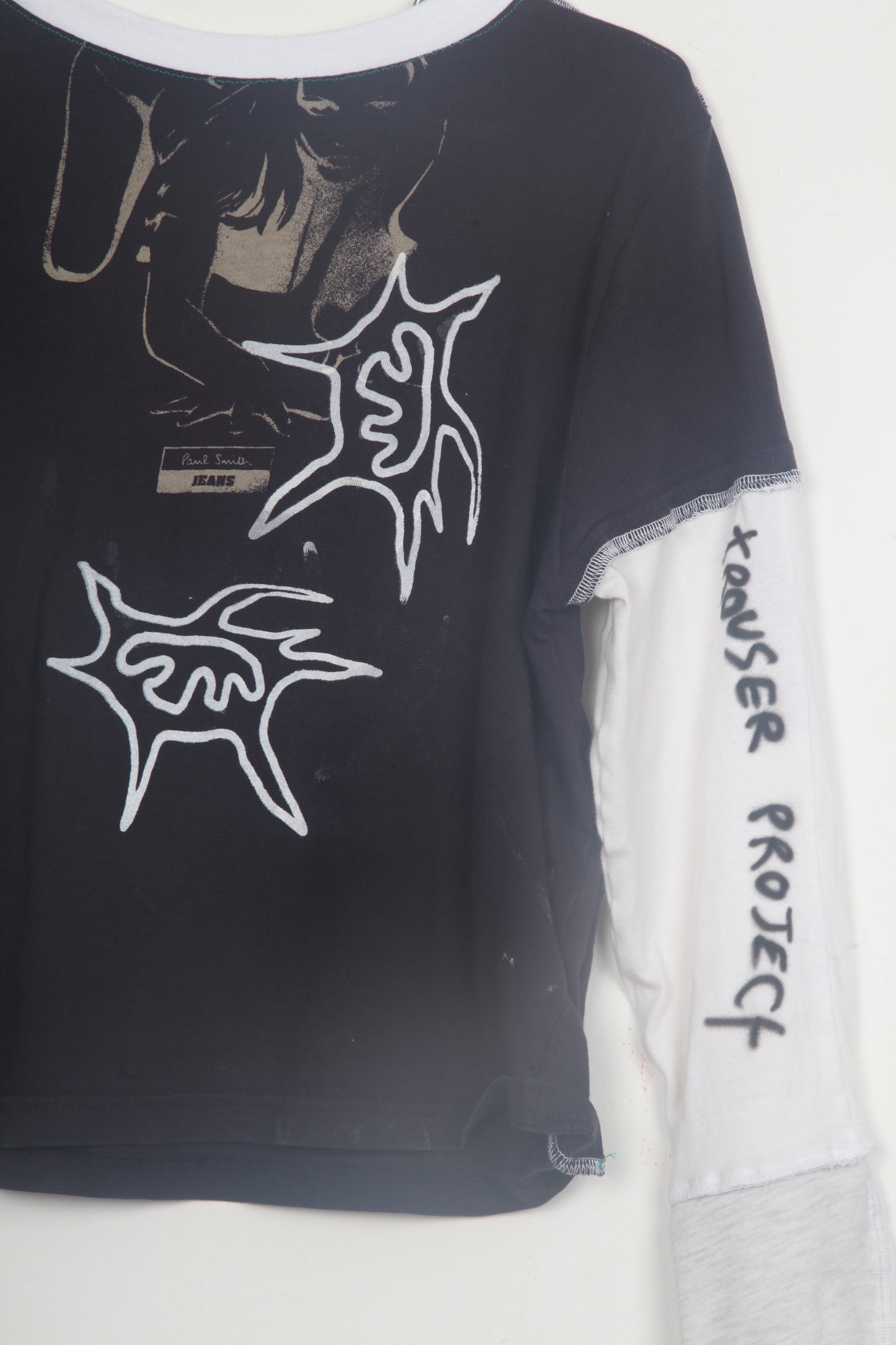 Cut & Sew Long Sleeve Top Graphic Prints (UK10)