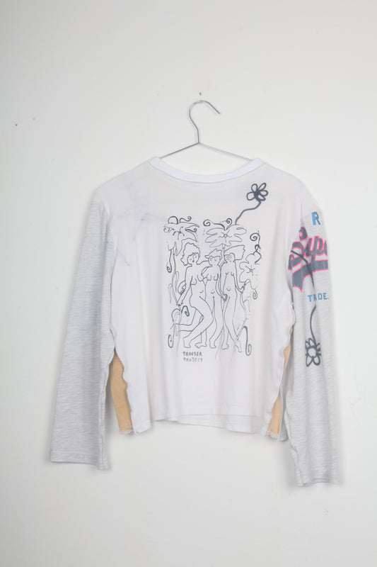 Cut & Sew Long Sleeve Top Graphic Prints (UK16)