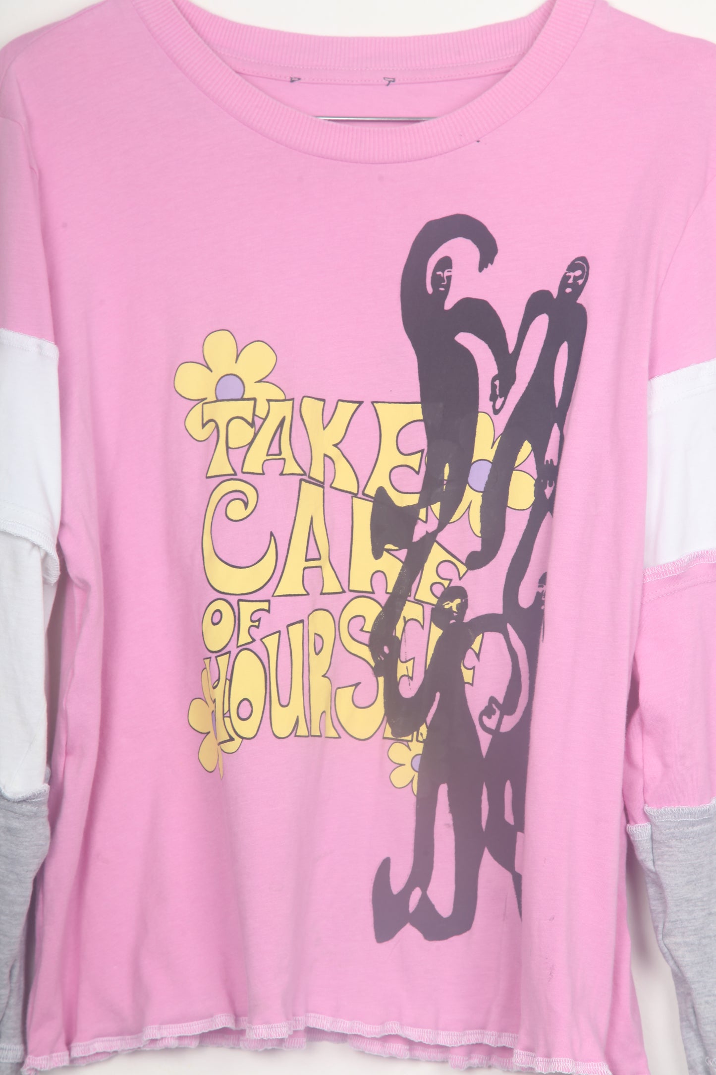 Cut & Sew Long Sleeve Top Graphic Prints (UK14)