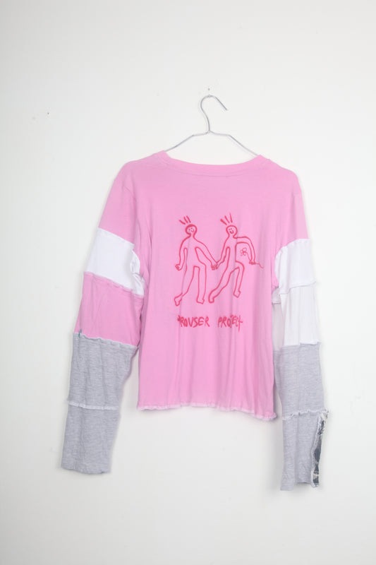 Cut & Sew Long Sleeve Top Graphic Prints (UK14)